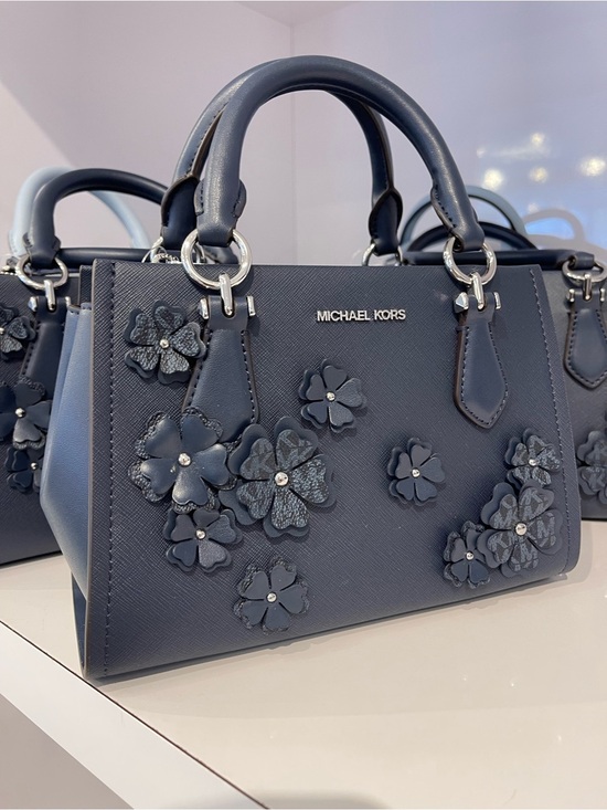 Michael Kors Handbags - MICHAEL KORS Marilyn Sm Floral Embellished Satchel Crossbody Shoulder
Navy 
NWT
